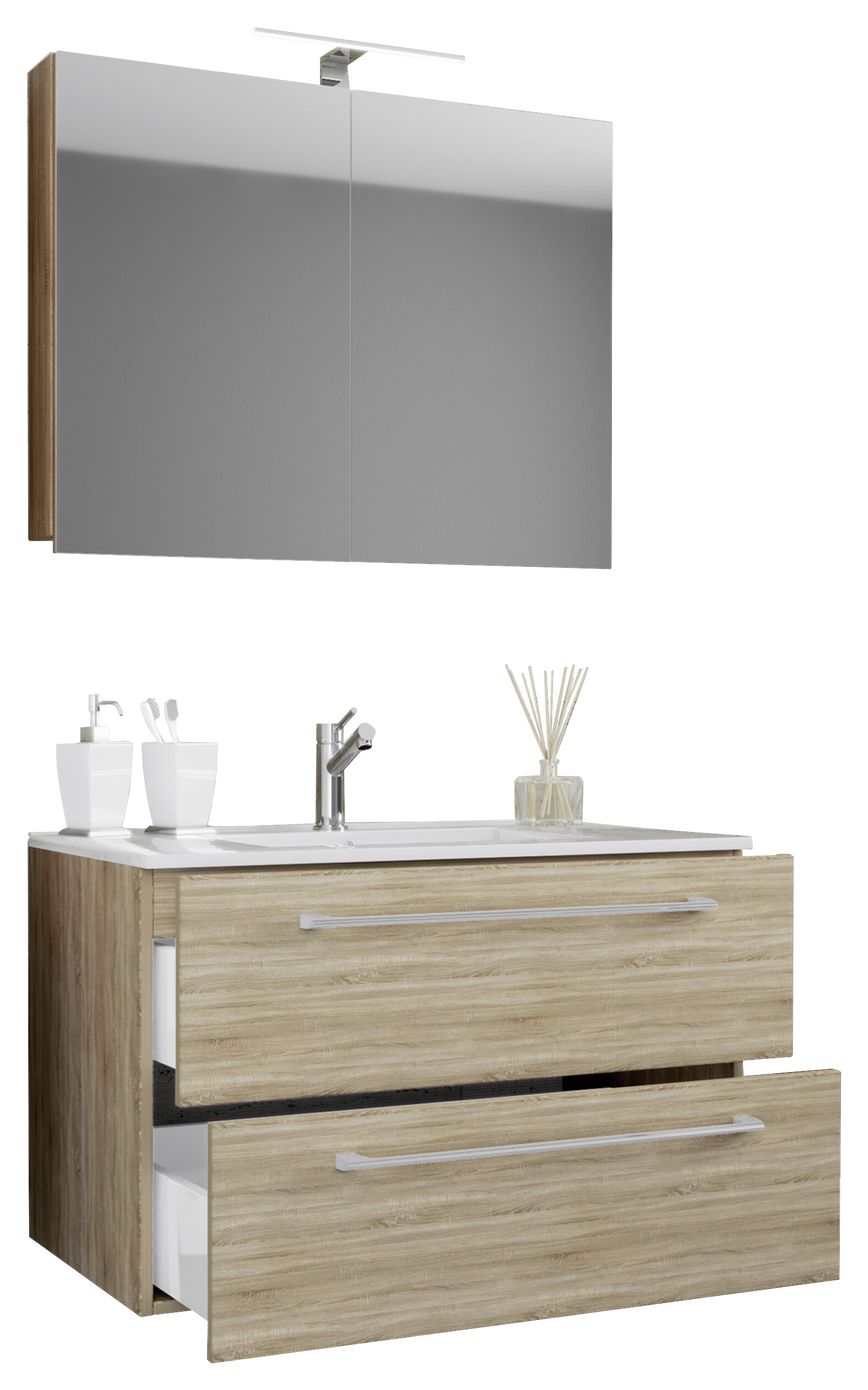 Waschplatz 3tlg-Badinos Eiche Sonoma Nachbildung B/H/T: ca. 80x50x46 cm