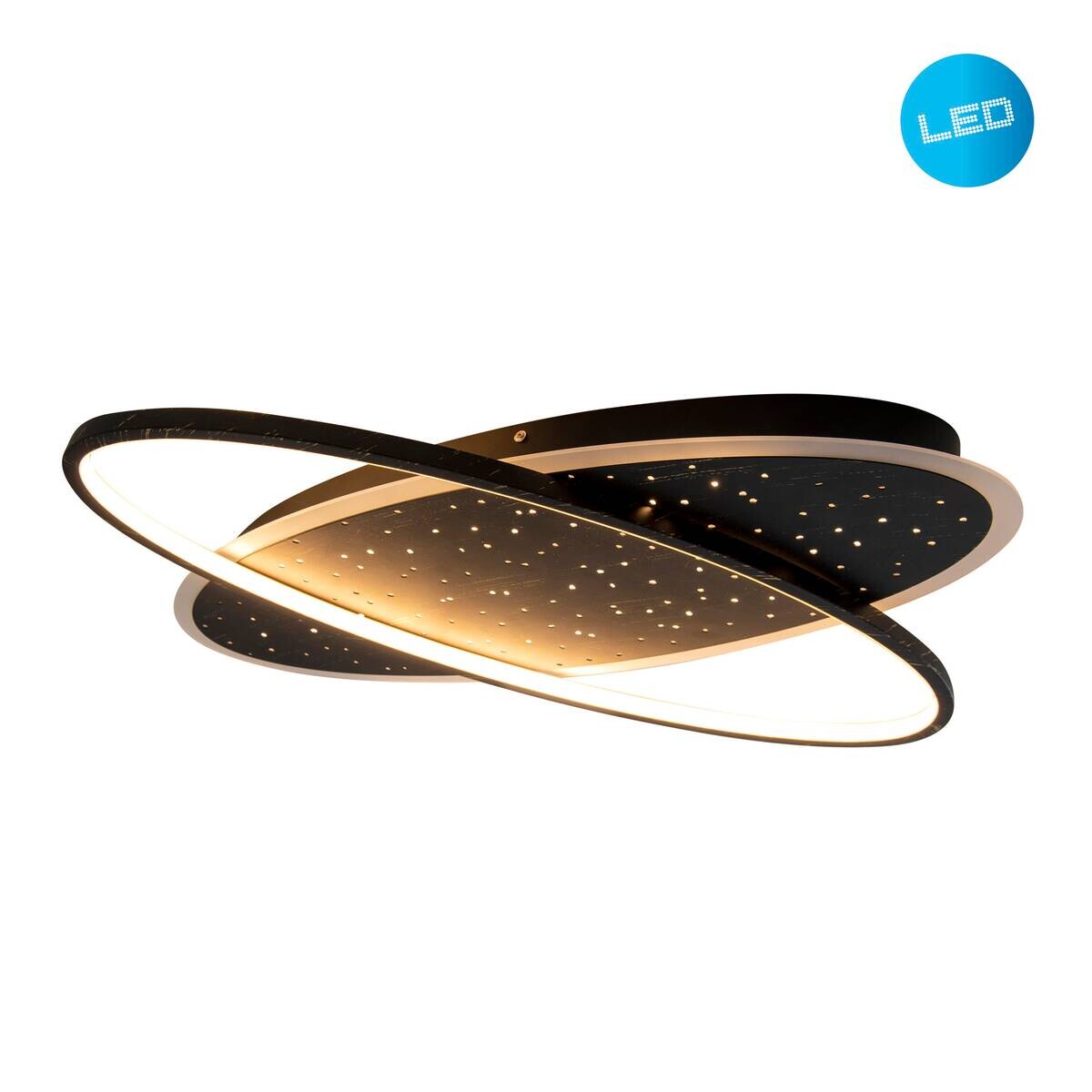 Näve Leuchten LED-Deckenleuchte schwarz Kunststoff Metall B/H/T: ca. 60x6,5x47 cm