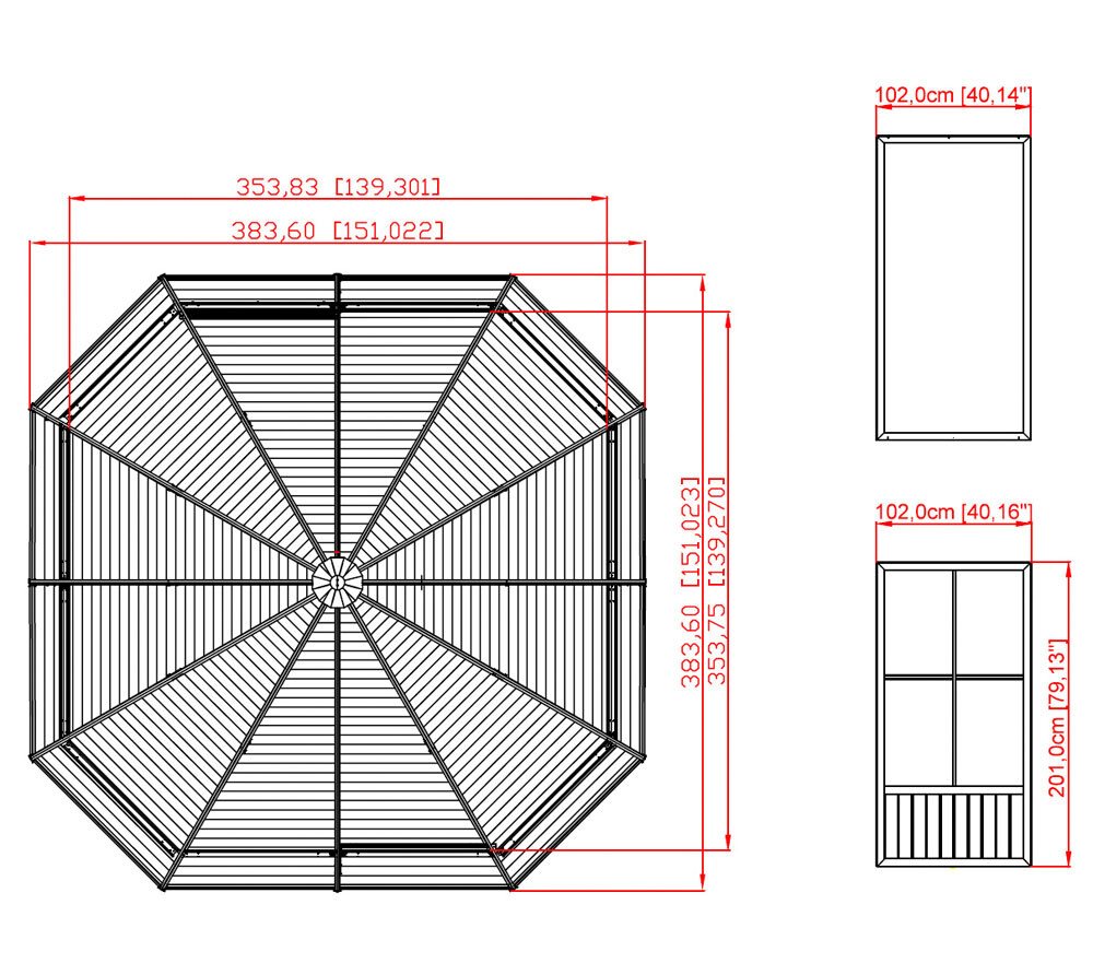 Sojag Kaltwintergarten Charleston anthrazit Aluminium B/H/T: ca. 384x281x384 cm