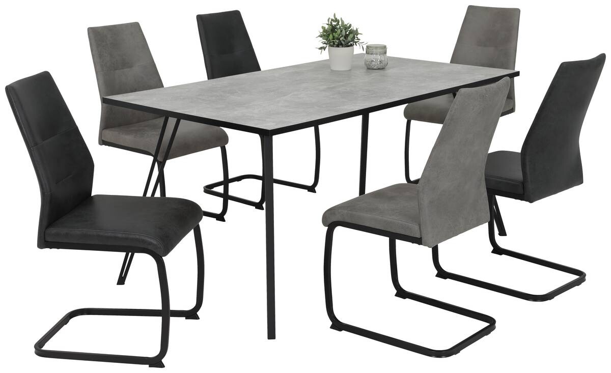 Esstisch Oksana Beton Optik schwarz pulverbeschichtet B/H/T: ca. 160x76x90 cm