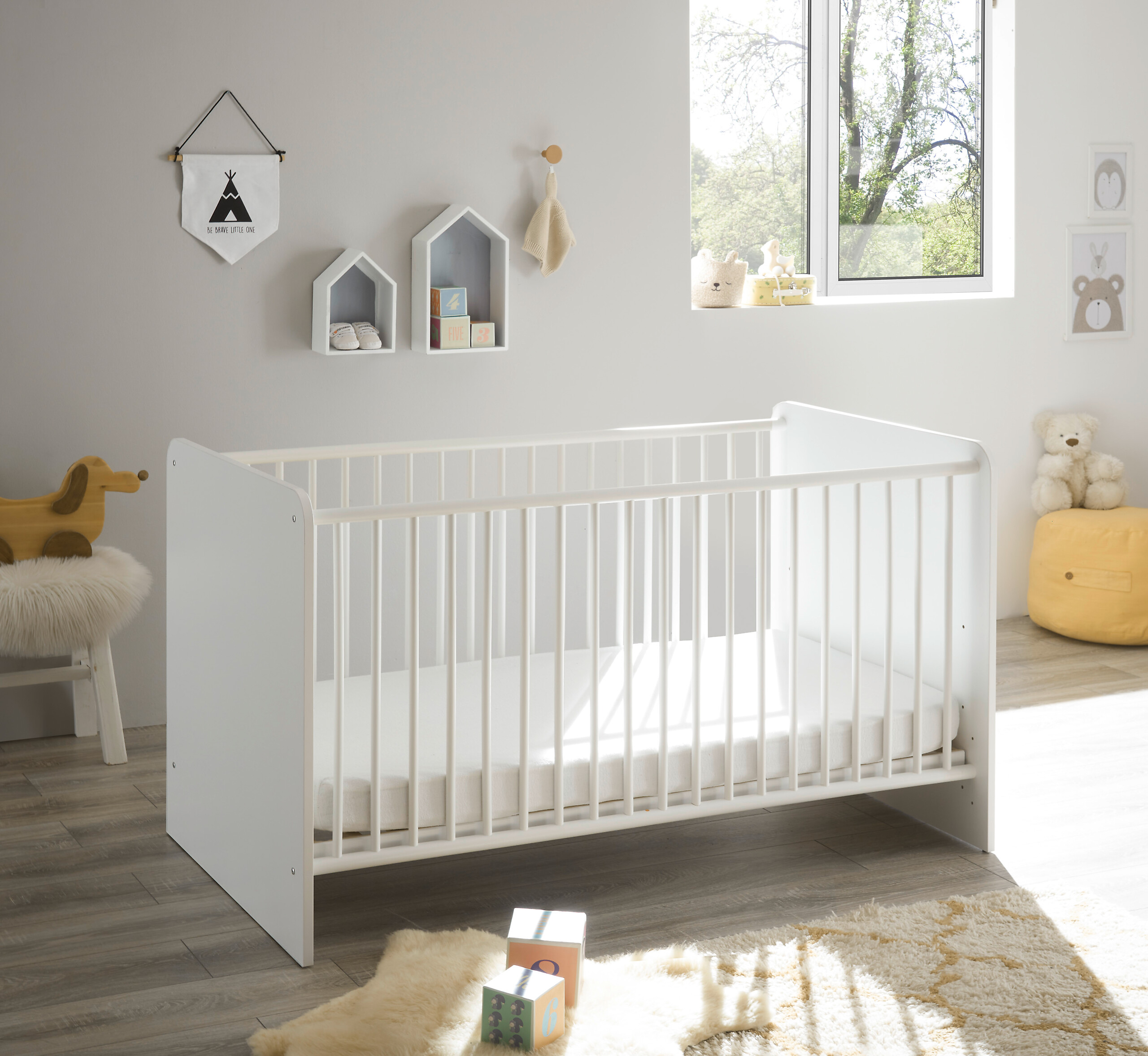 Babybett Alex weiß Graphit Liegefläche B/L: ca. 70x140 cm