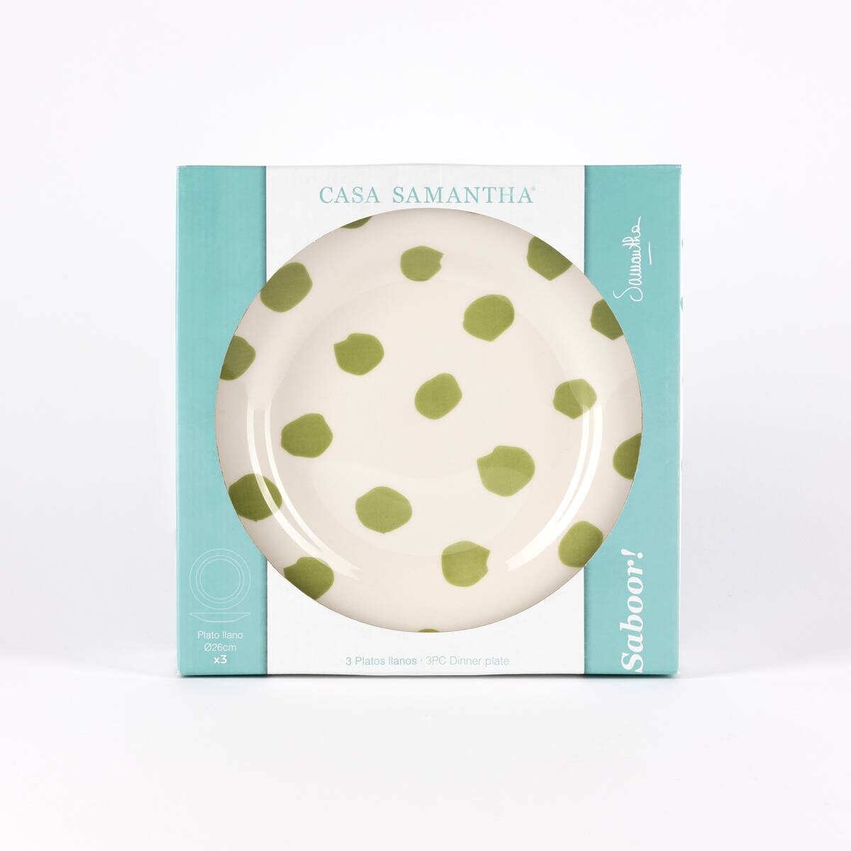 CASA SAMANTHA Teller SABOR grün Steinzeug 3 tlg.