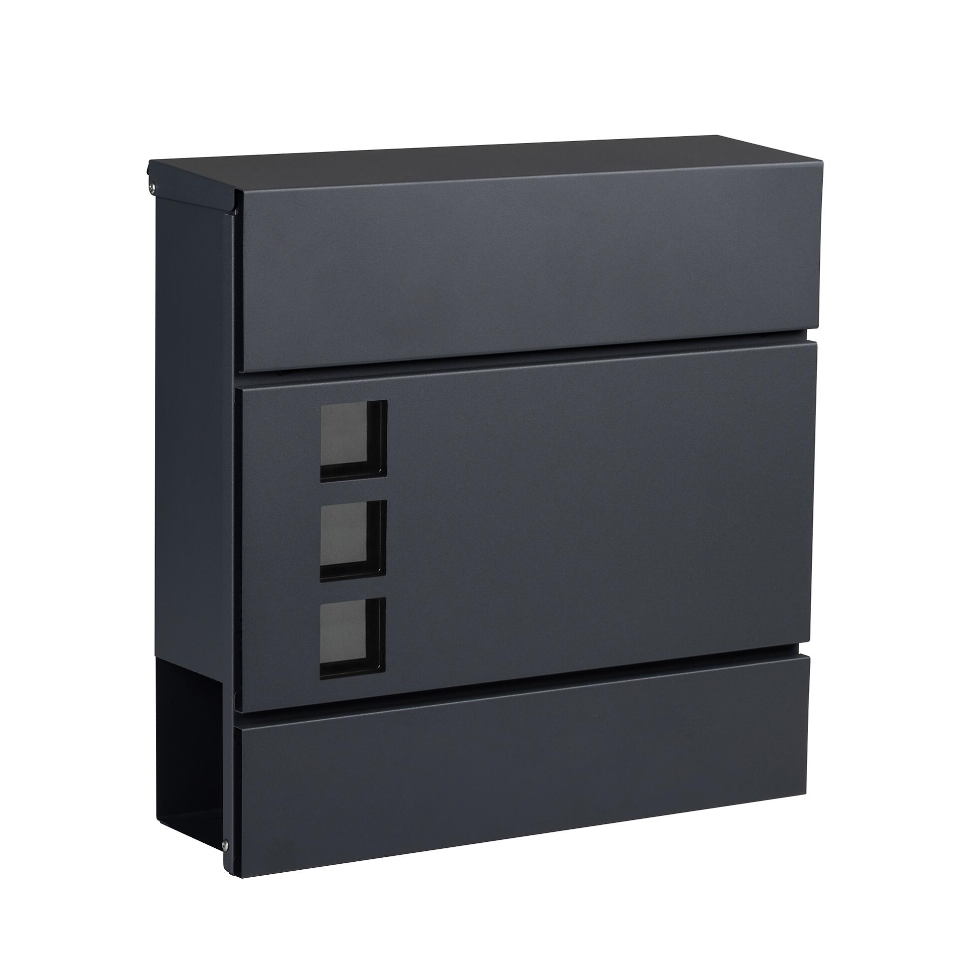 Briefkasten schwarz B/H/L: ca. 15,5x42x42,5 cm