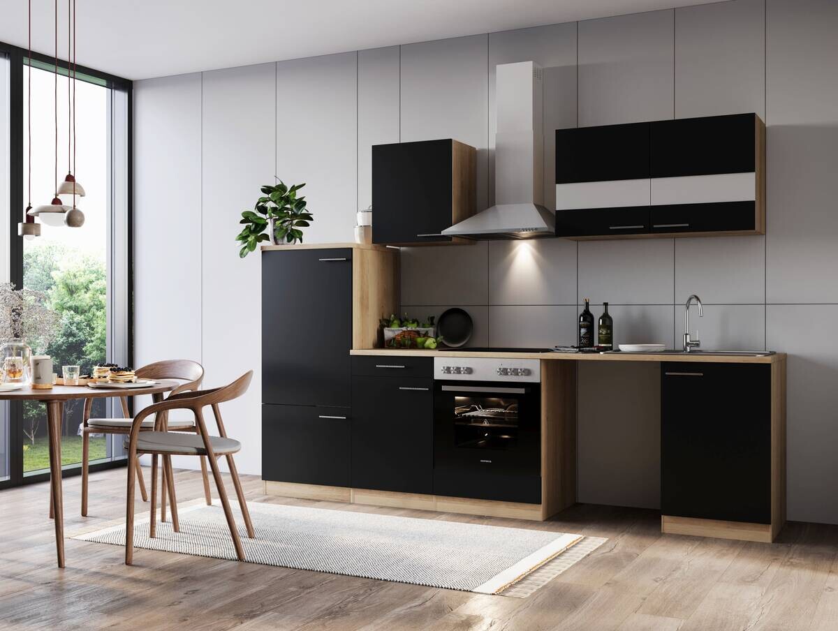 Respekta Küchenblock Merle schwarz B/H/T: ca. 280x200x60 cm