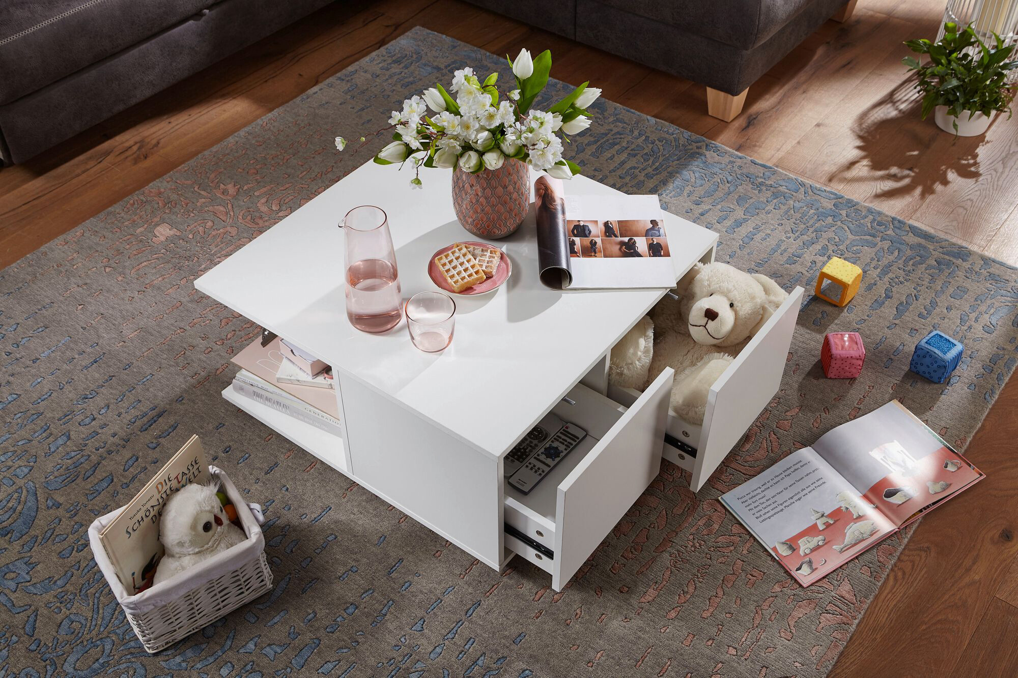 Wohnling Couchtisch weiß Holzwerkstoff B/H/T: ca. 70x36,5x70 cm