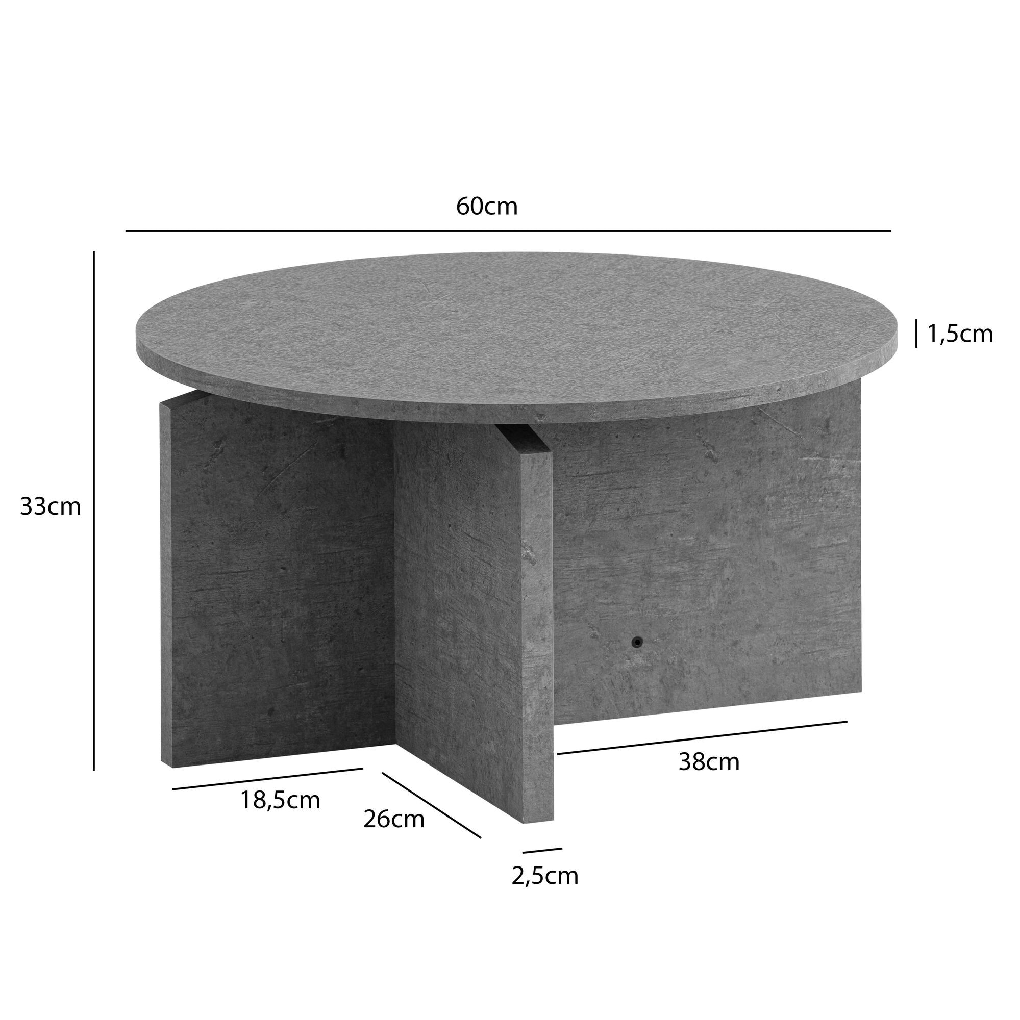 Wohnling Couchtisch Beton B/H/T: ca. 60x33x60 cm