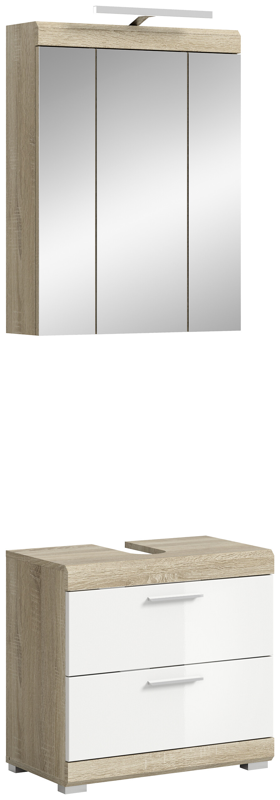 Badezimmer-Set Lambada Eiche Sonoma Nachbildung weiß Hochglanz B/H/T: ca. 60x191x37 cm