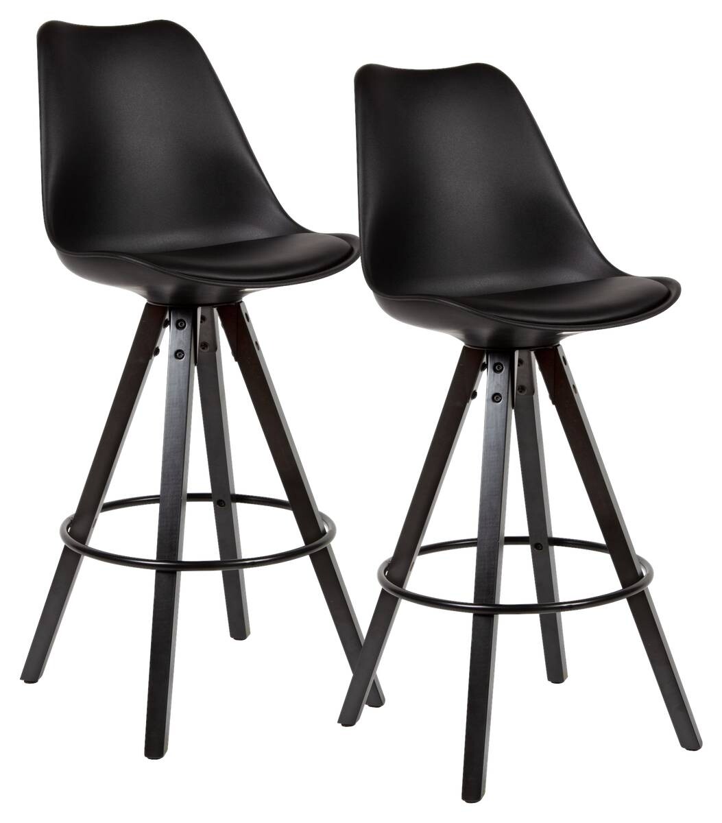 Barhocker 2er-Set schwarz Kunstleder B/H/T: ca. 44x113x39 cm