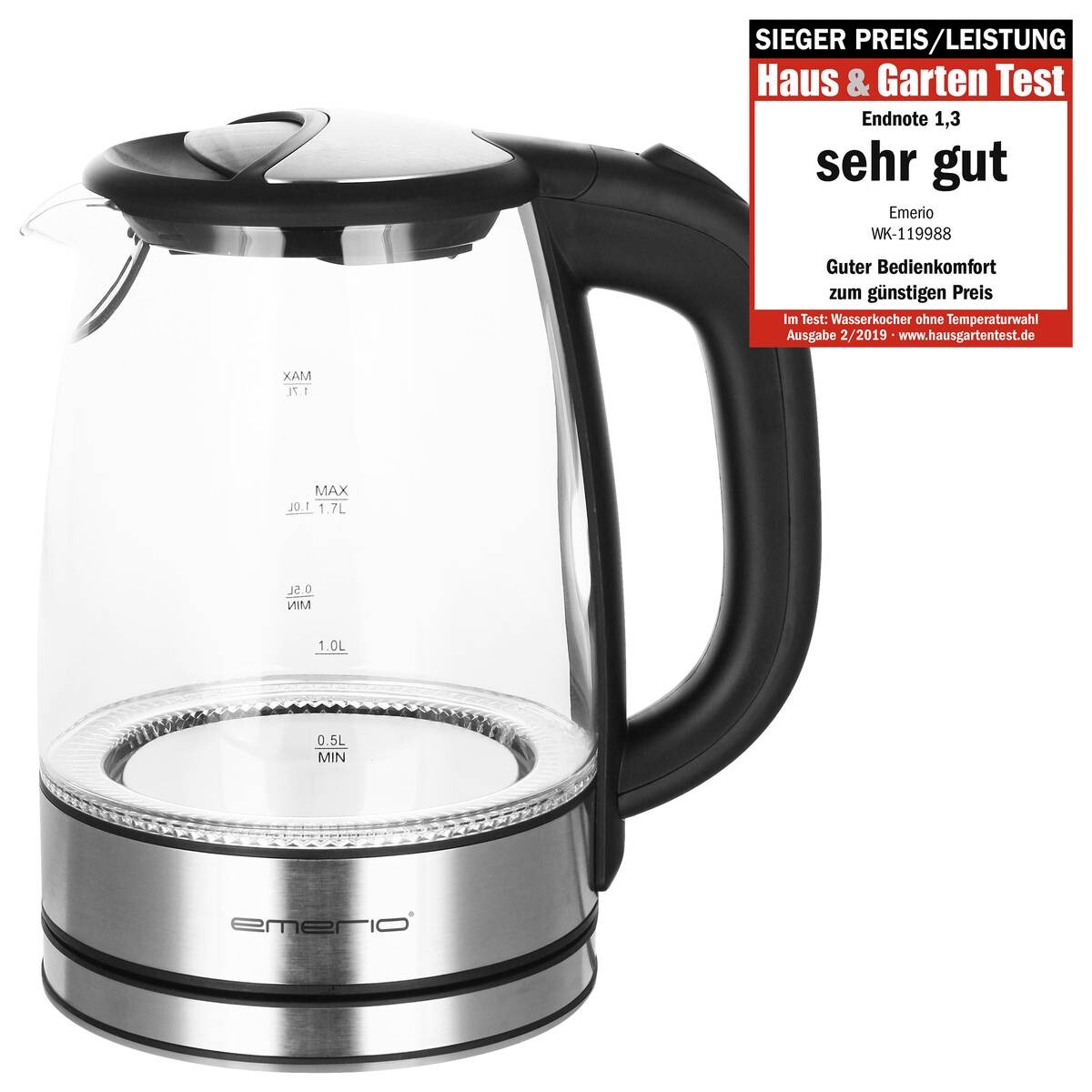 Emerio Glas-Wasserkocher