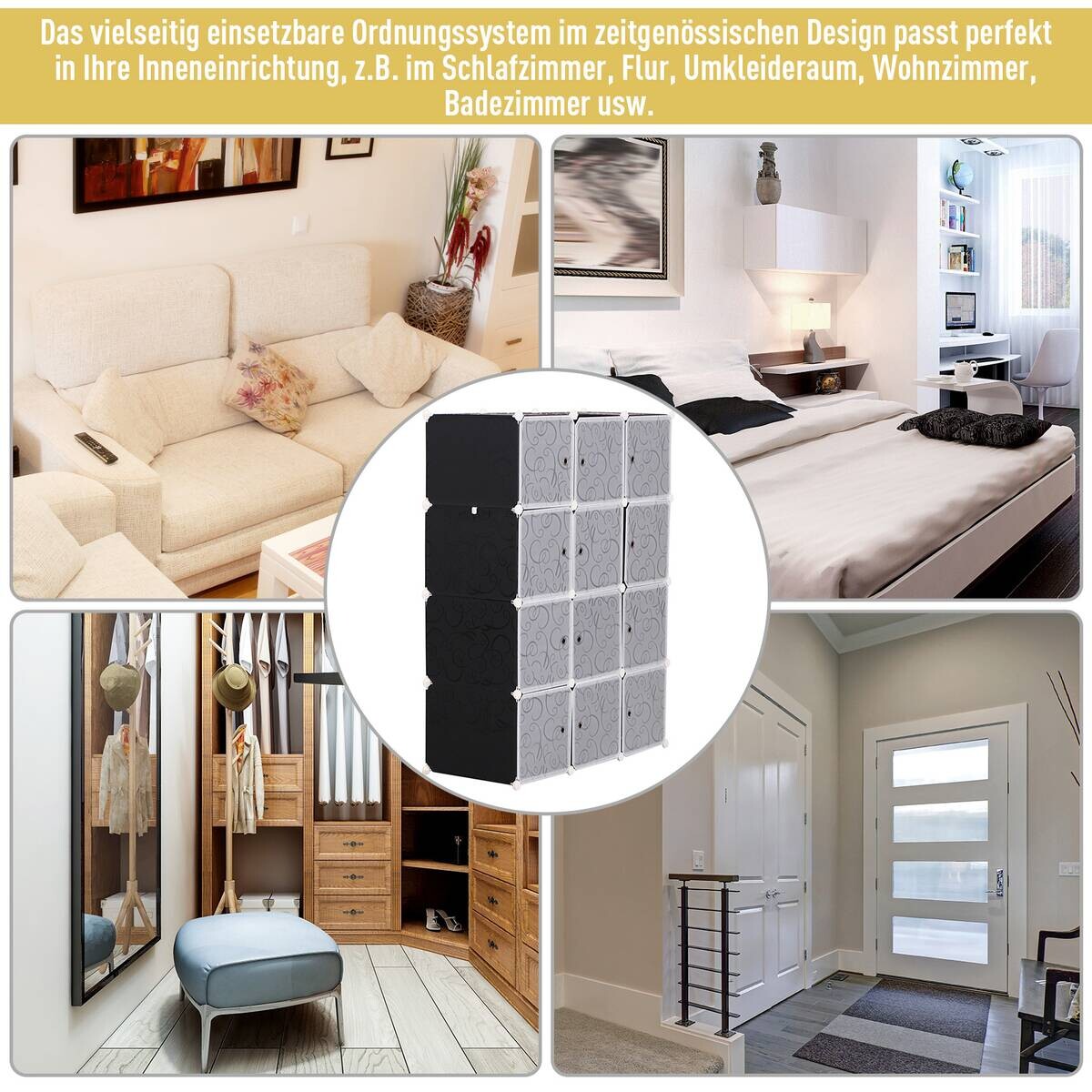 HOMCOM Kleiderschrank schwarz Polypropylen B/H/L: ca. 47x111x145 cm