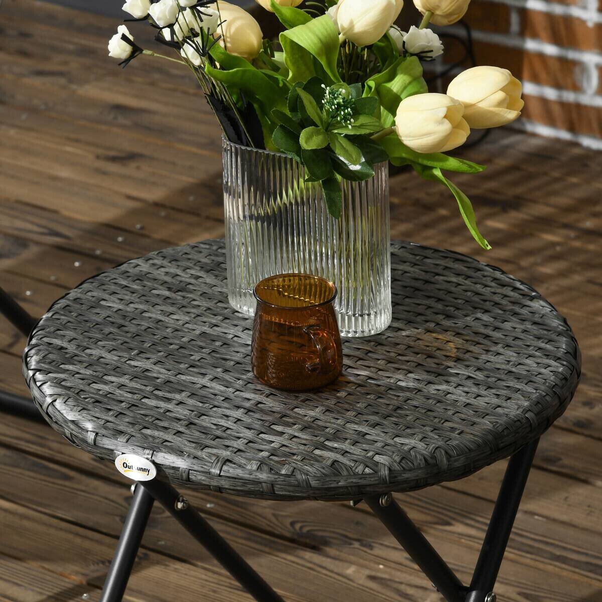 Outsunny Bistro-Set grau Kunststoff B/H/L: ca. 77x78x76 cm