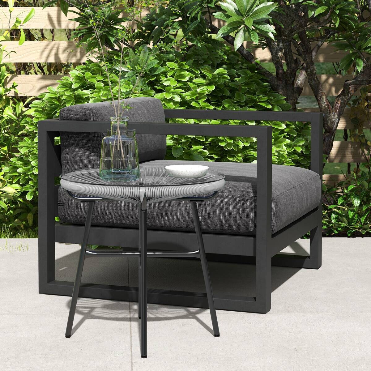 Outsunny Beistelltisch grau Polyrattan B/H/L: ca. 50x50x50 cm