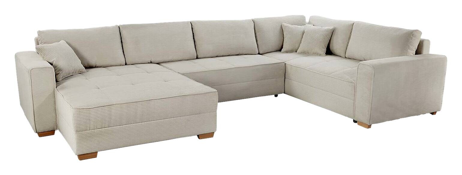 Wohnlandschaft Greige Microfaser B/H/T: ca. 379x86x227 cm