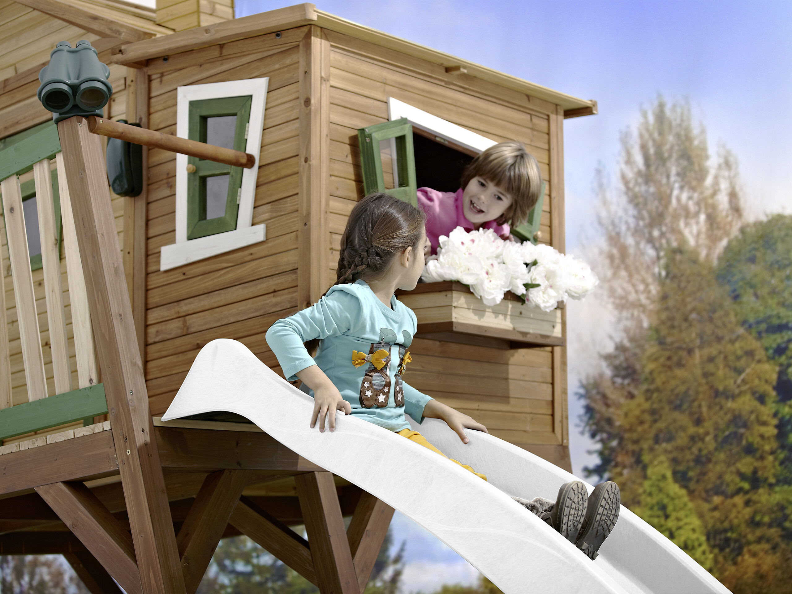 AXI Spielhaus Max braun B/H/L: ca. 432x288x193 cm