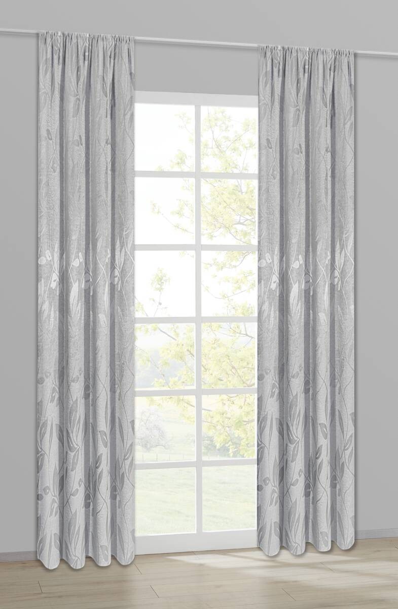 Happy Home Dekovorhang Blätter silber B/L: ca. 140x245 cm