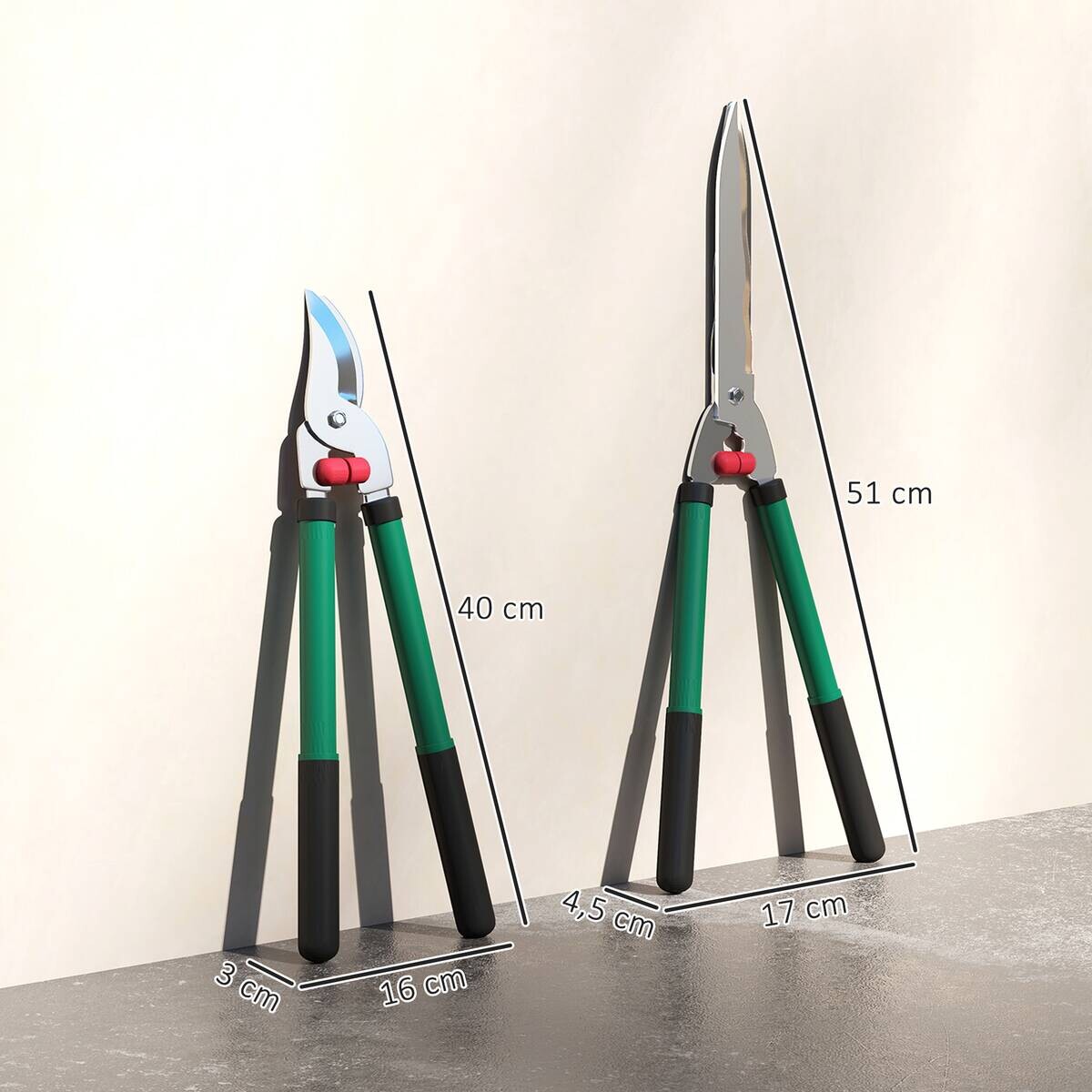 Outsunny Gartenwerkzeug-Set grün Kunststoff B/H/L: ca. 17x4,5x51 cm