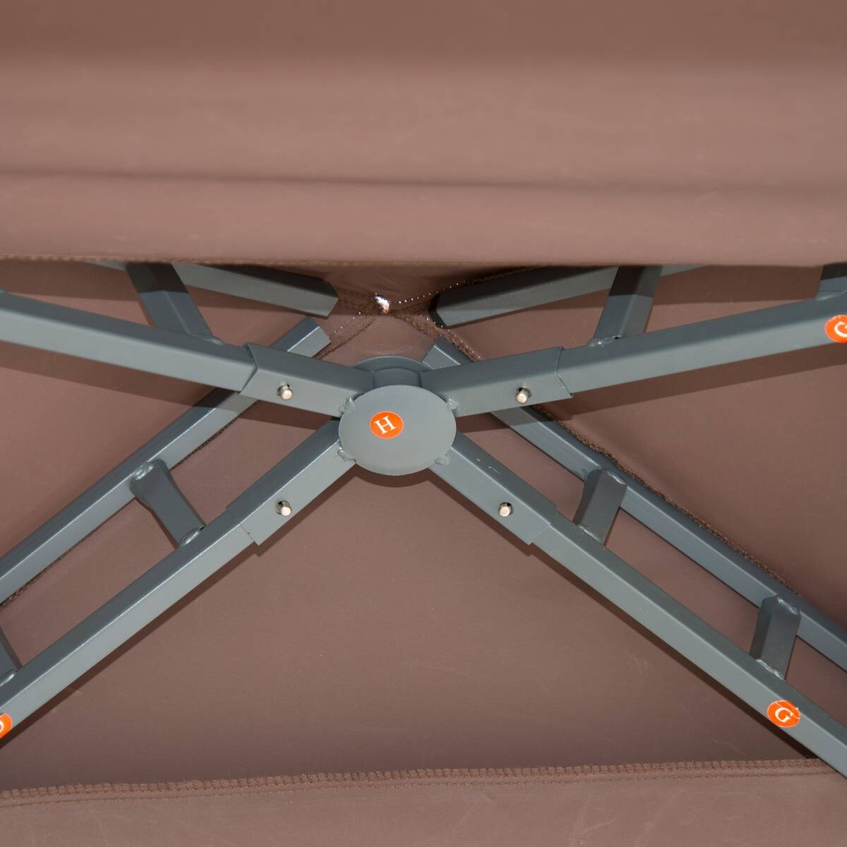 Outsunny Gartenpavillon café braun Stahl B/H/L: ca. 150x255x245 cm