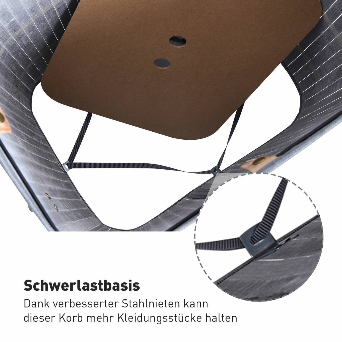 HOMCOM Wäschekorb mit 2 Tragegriffen dunkelbraun Bambus Stoff Kunststoff B/H/L: ca. 30x60x40 cm