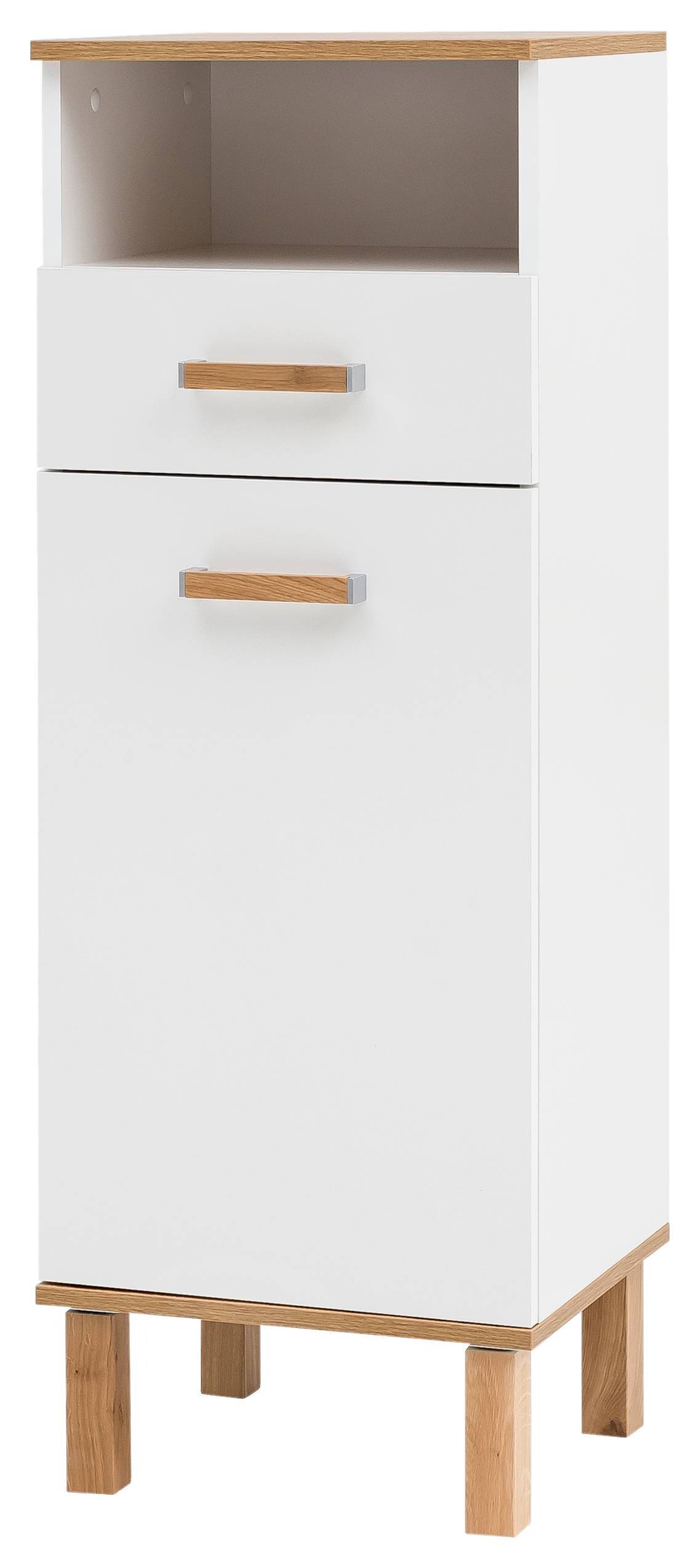 Midischrank Padua weiß glanz Eiche Landhaus Nachbildung B/H/T: ca. 40,4x114,5x35 cm Midischrank Padua weiß glanz Eiche Landhaus Nachbildung B/H/T: ca. 40,4x114,5x35 cm