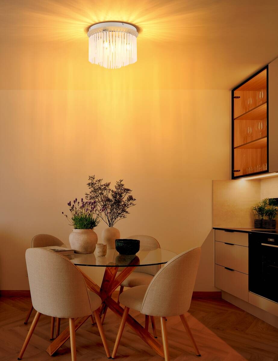 GLOBO Deckenleuchte sand Metall Glas B/H: ca. 32x23 cm E14 5 Brennstellen