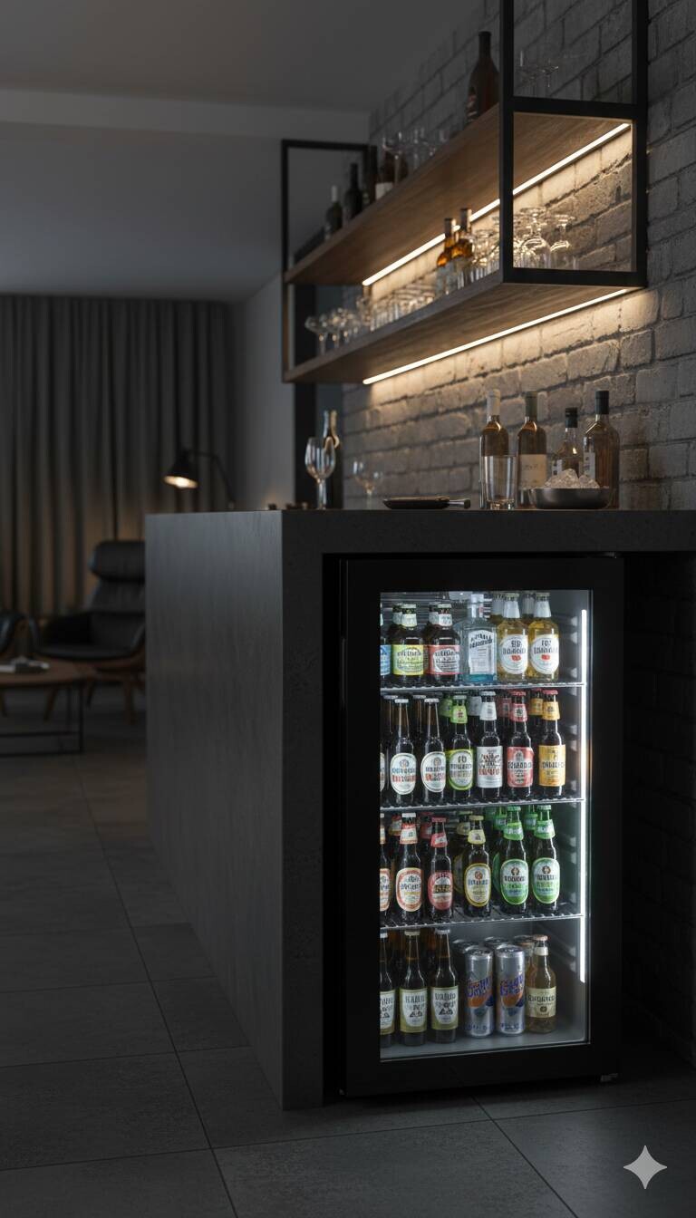 POCOline Glastürkühlschrank GTK85-93ES schwarz B/H/T: ca. 47x84x44 cm