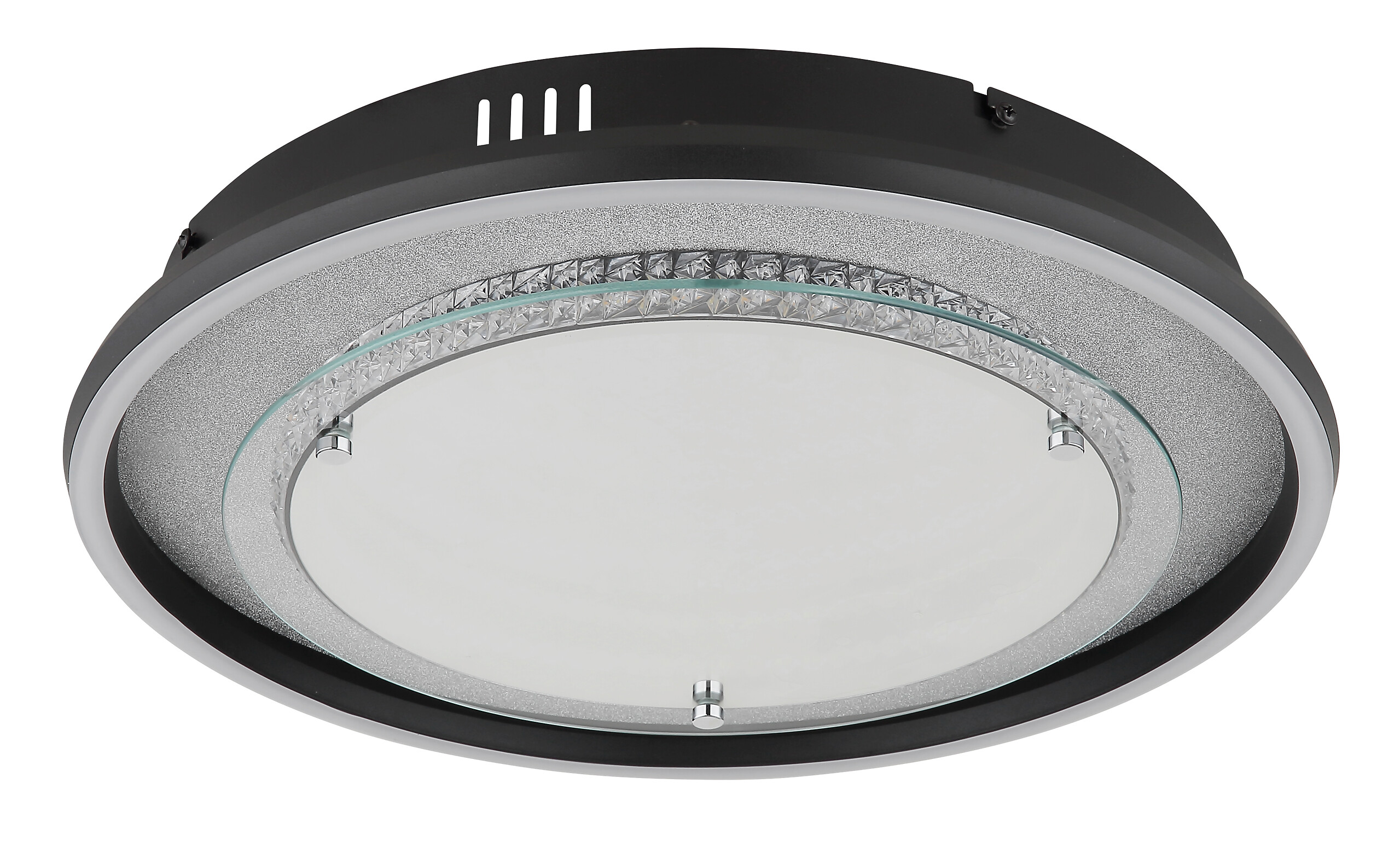 GLOBO Deckenleuchte silber klar schwarz Aluminium Glas Kunststoff H/D: ca. 6,8x40 cm 1 Brennstellen