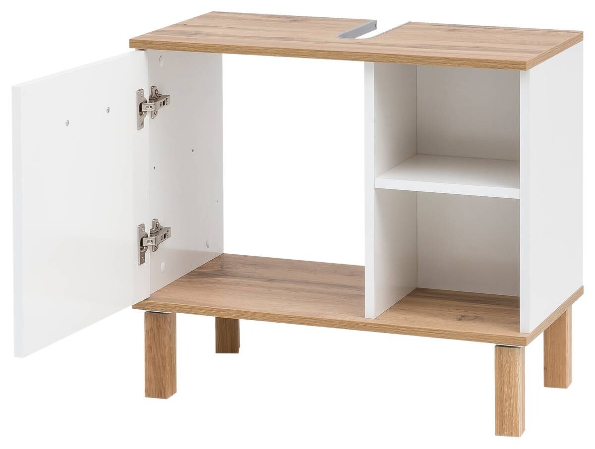 Waschbeckenunterschrank Padua weiß glanz Eiche Landhaus Nachbildung B/H/T: ca. 65,2x60,1x35 cm