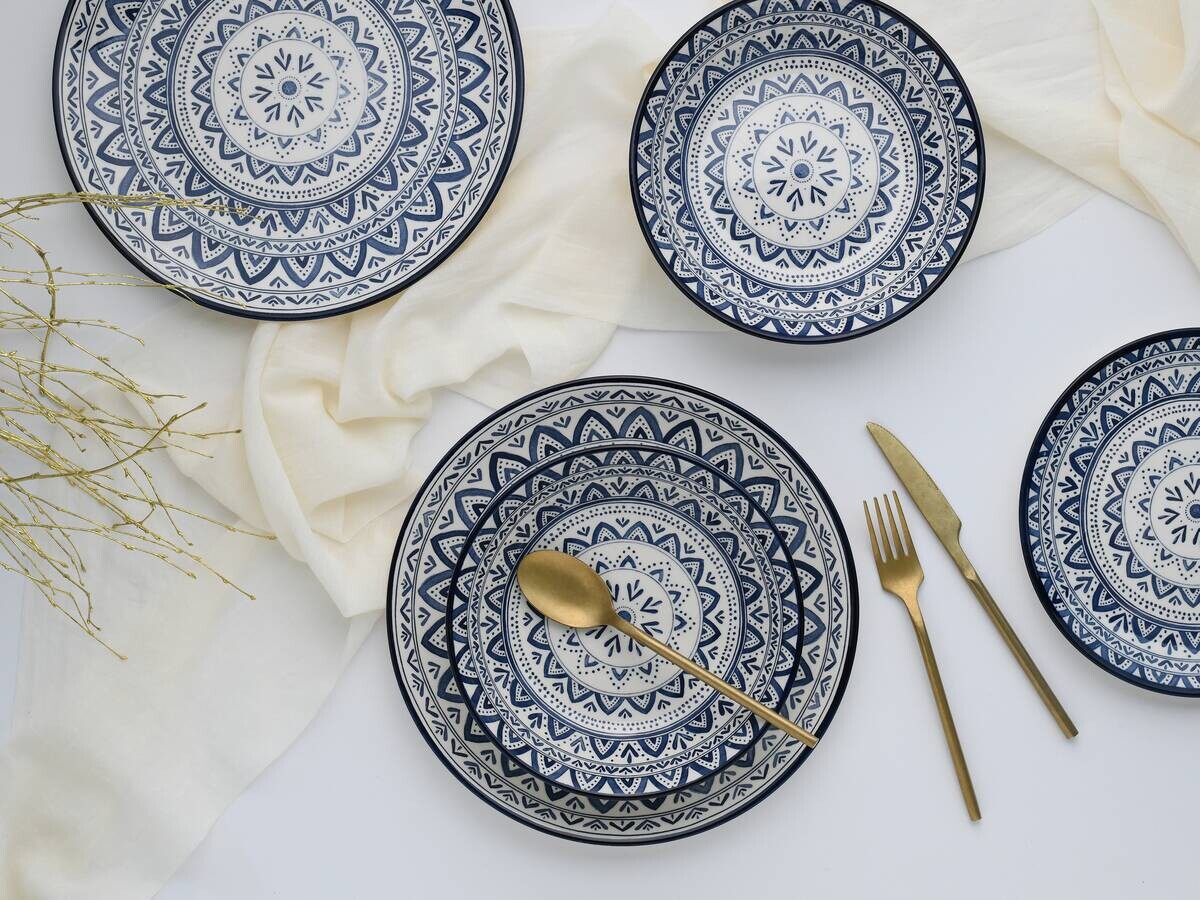 CreaTable Tafelservice Mexico blau Steingut 18 tlg.