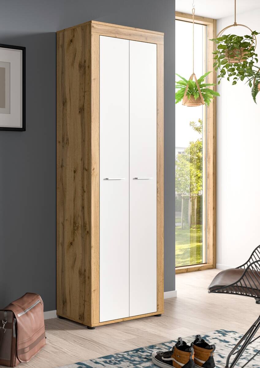 Schuhschrank JAM Eiche Wotan Nachbildung weiß B/H/T: ca. 64x191x35 cm