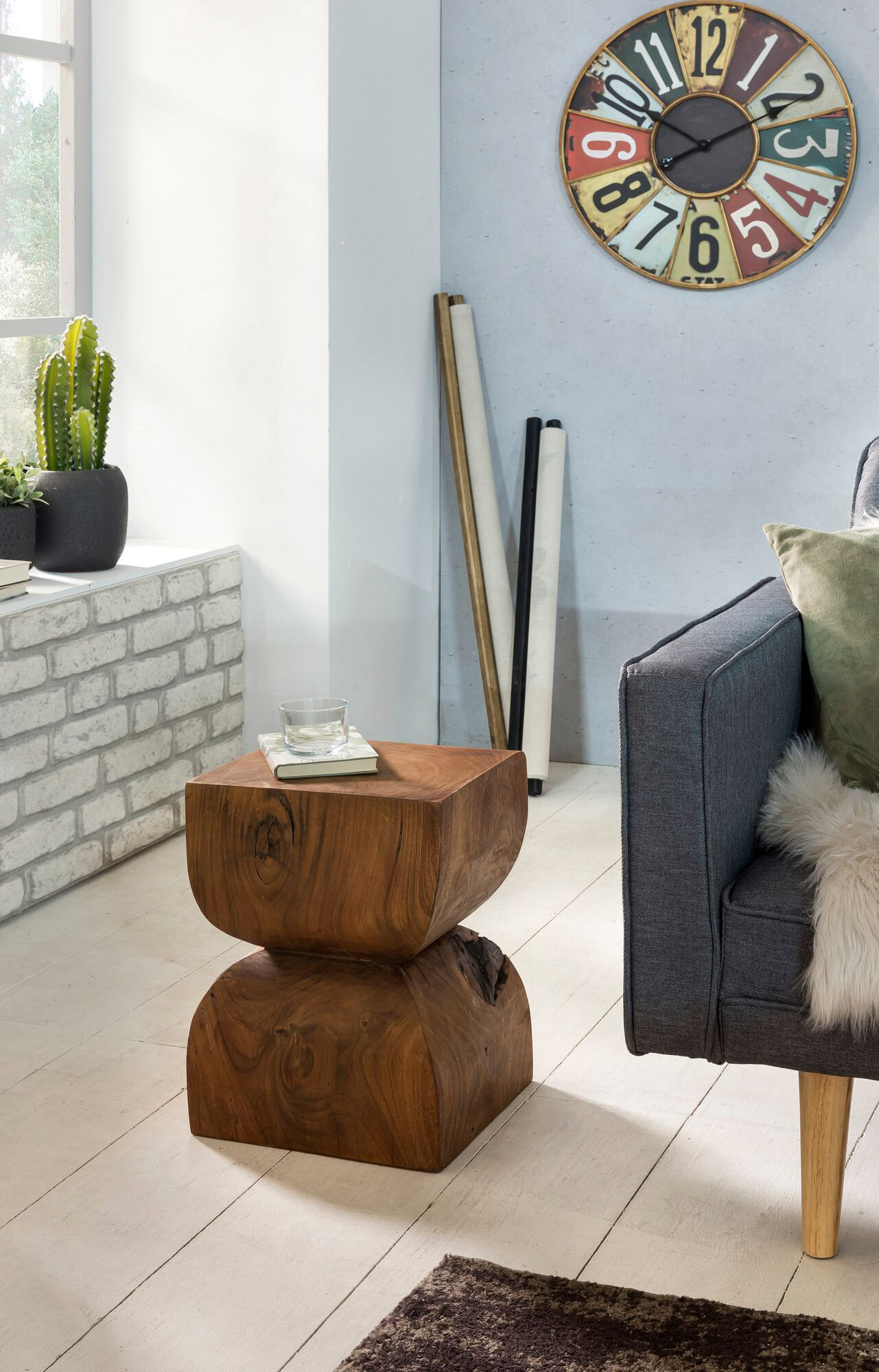 Beistelltisch natur Echtholz B/H/T: ca. 30x45x30 cm