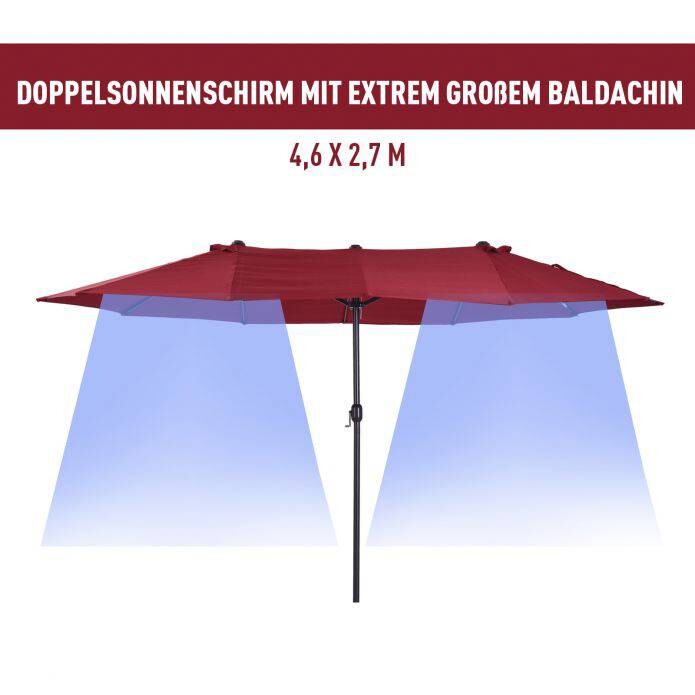Outsunny Marktschirm weinrot Metall B/H/L: ca. 270x240x460 cm