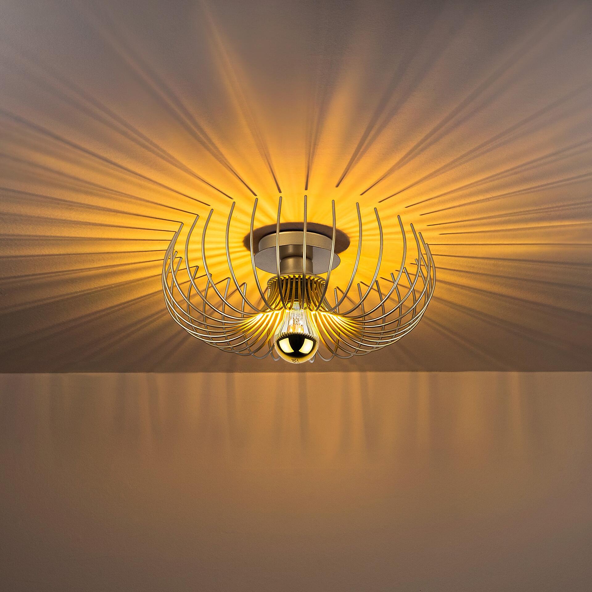 Opviq Pendelleuchte Karsortel gold B/H/T/L/D: ca. 36x12x36x36x36 cm E27 1 Brennstellen