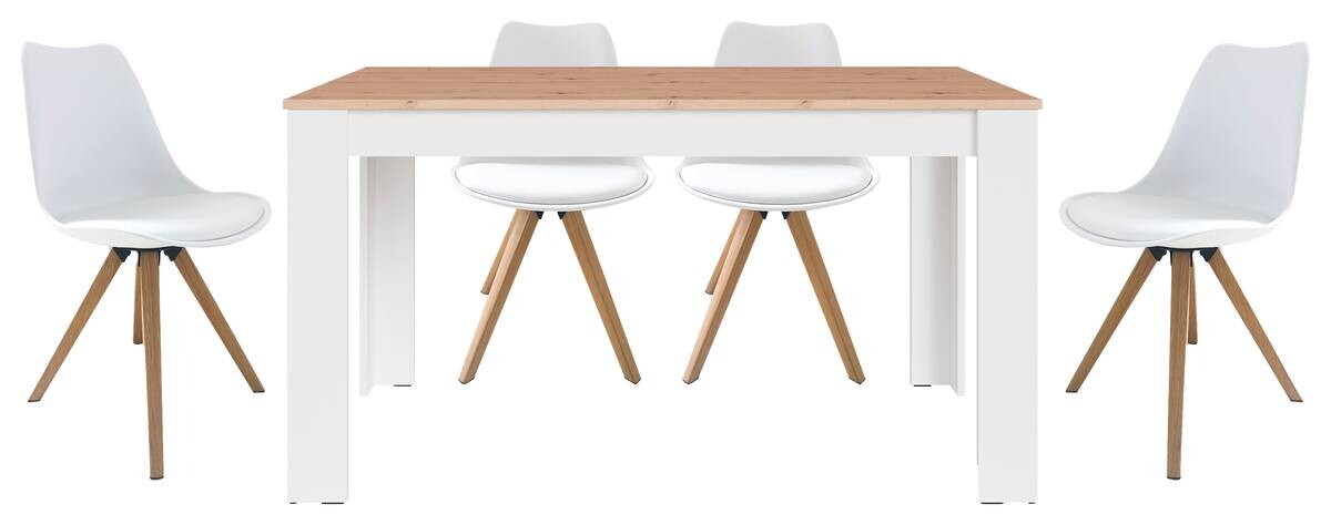 Tischgruppe KIRA weiß Eiche B/H/T: ca. 140x75x80 cm