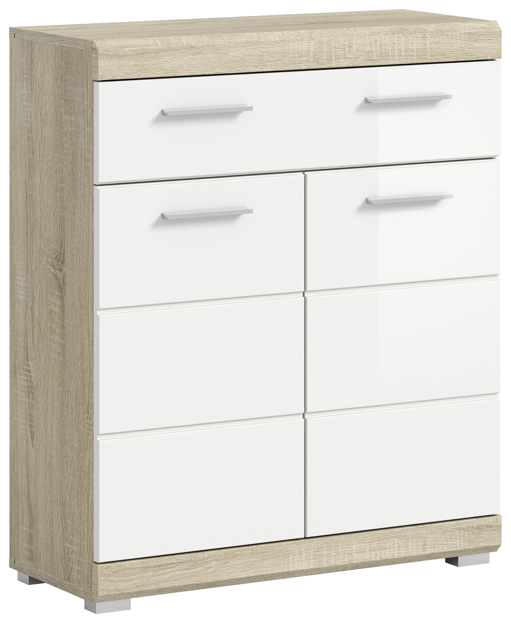 Schrank Lambada Eiche Sonoma Nachbildung weiß Hochglanz B/H/T: ca. 74x88x31 cm Schrank Lambada Eiche Sonoma Nachbildung weiß Hochglanz B/H/T: ca. 74x88x31 cm