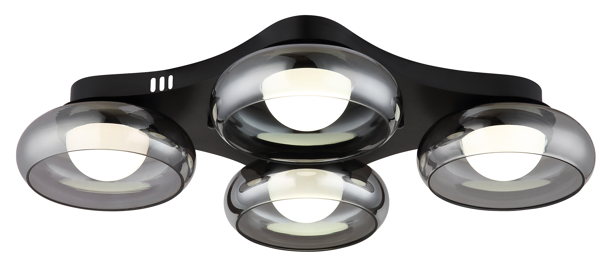 GLOBO Deckenleuchte Opal Rauch schwarz Metall Glas Acryl B/H/L: ca. 46x10x65 cm 1 Brennstellen