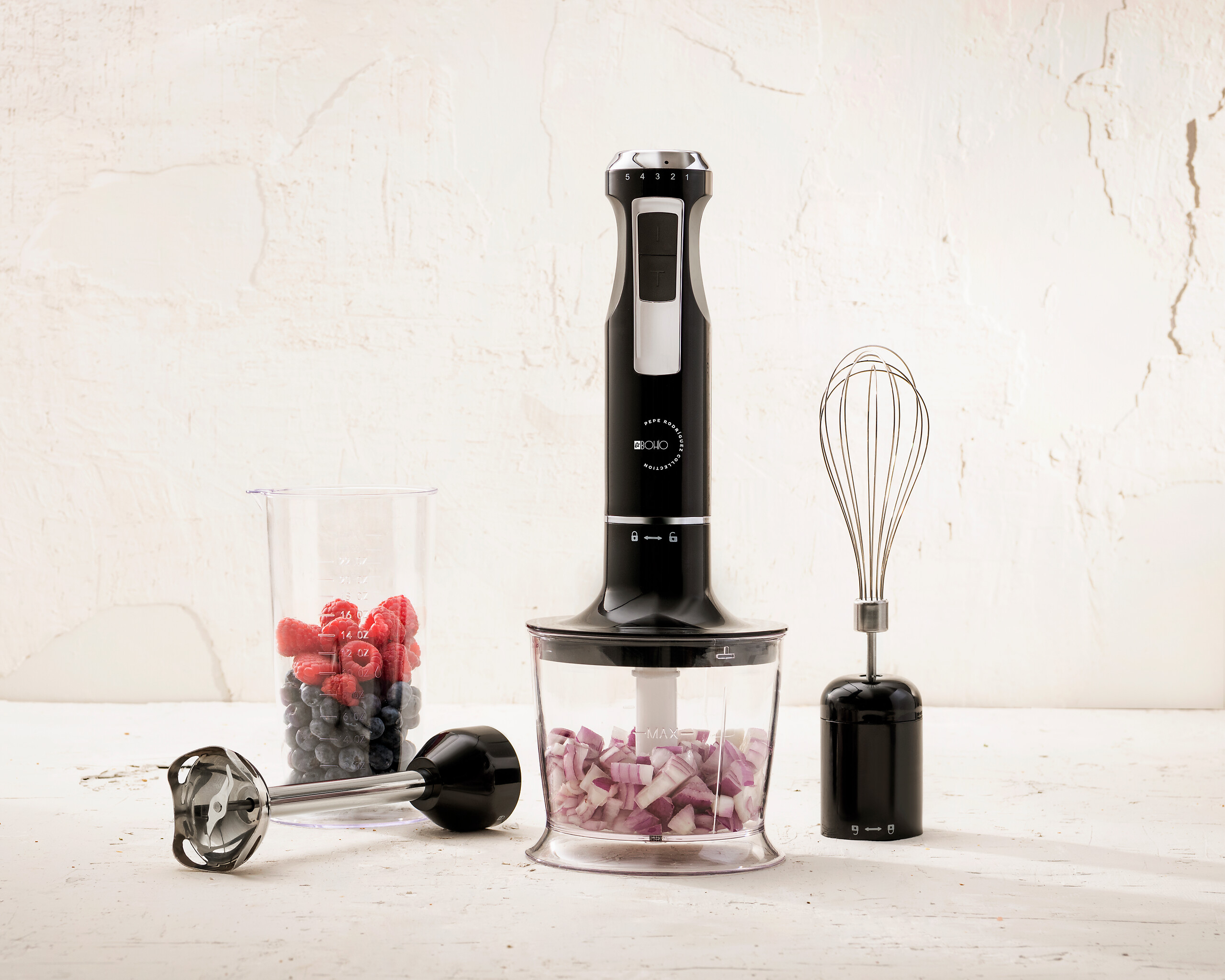 BERGNER Stabmixerset schwarz silber Edelstahl