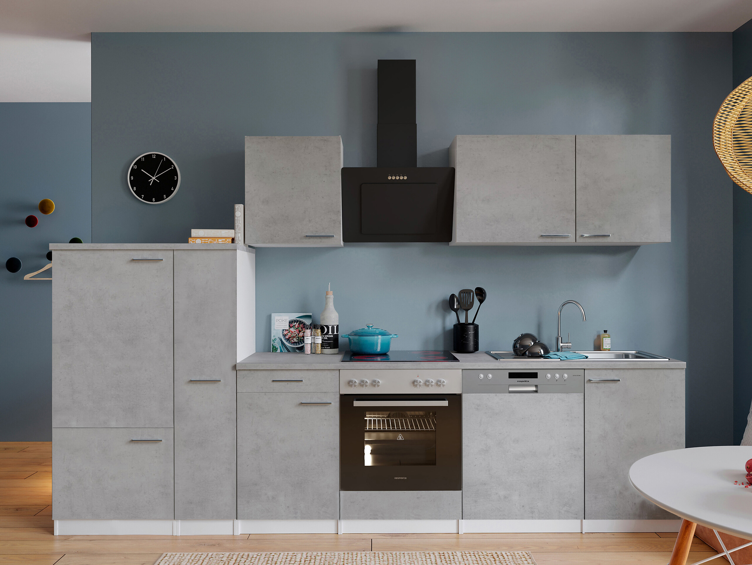 Respekta Küchenblock Malia Beton Optik B/H/T: ca. 310x200x60 cm