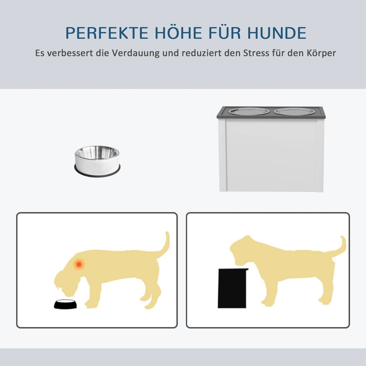 PawHut Futterstation weiß MDF B/H/L: ca. 30x42x60 cm