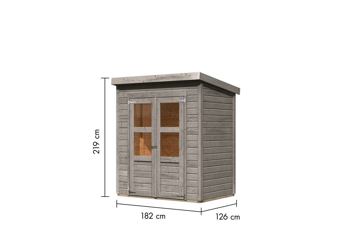Karibu Gartenhaus Tony 0 grau B/H/T: ca. 182x219x126 cm