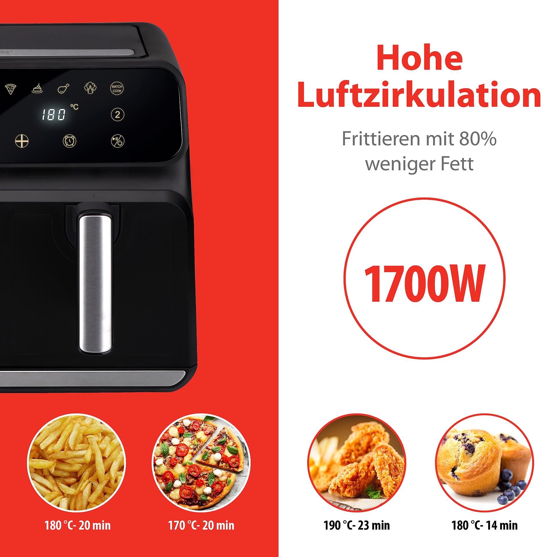 alpina Heißluftfritteuse 871125224012 schwarz Kunststoff B/H/L: ca. 38x36x32 cm ca. 8 l