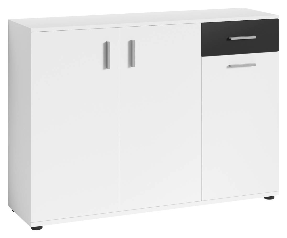 Kommode JAKOB weiß schwarz silber B/H/T: ca. 110x83,5x35,5 cm