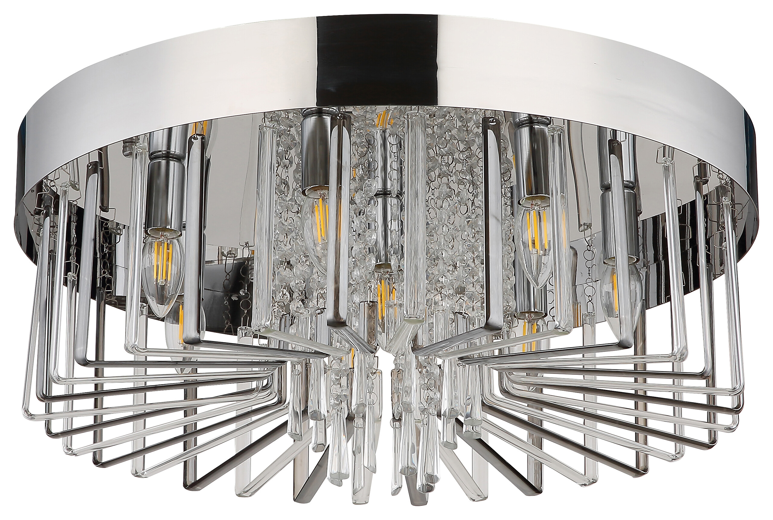 GLOBO Deckenleuchte Chrom klar Metall H/D: ca. 27x60 cm E14 8 Brennstellen