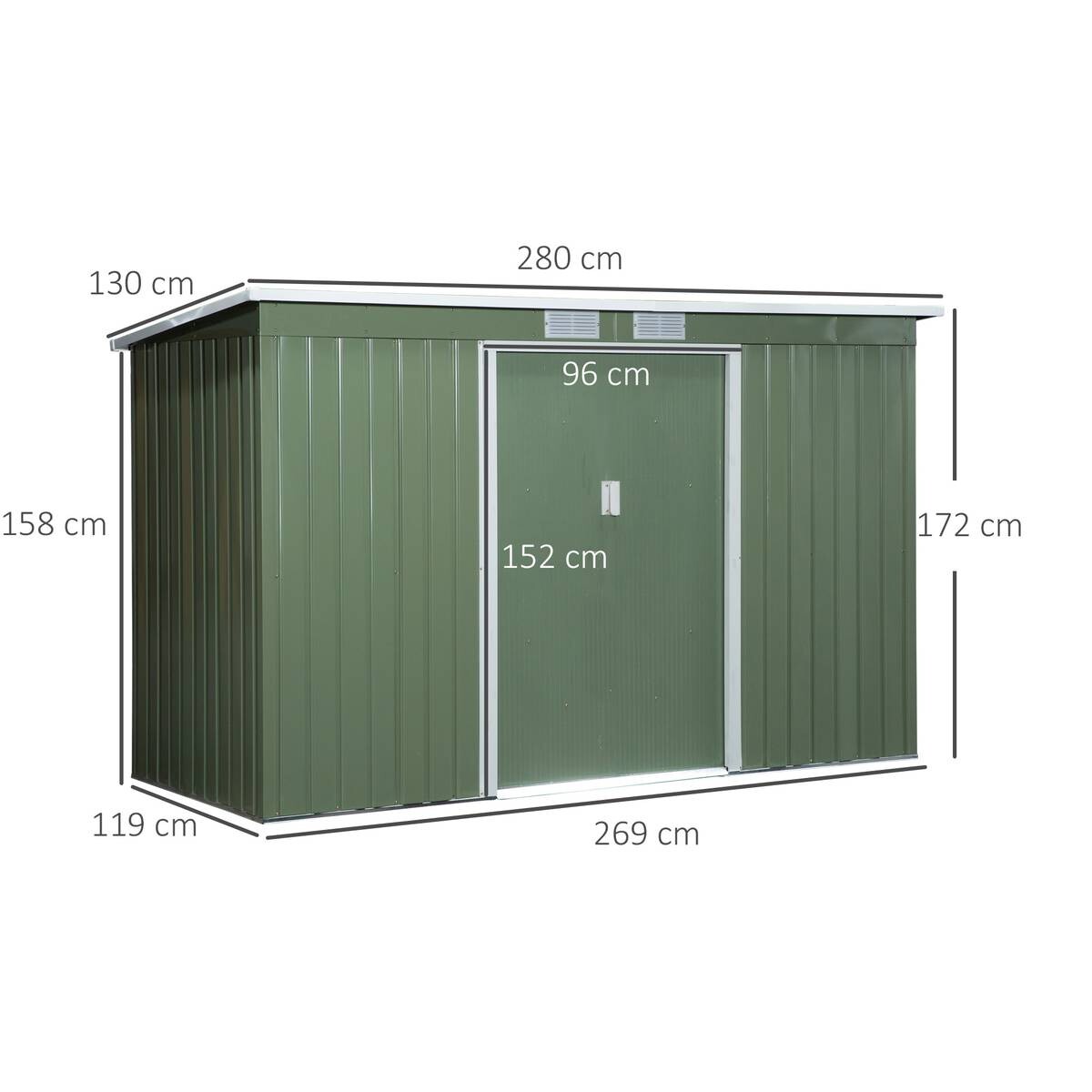 Outsunny Gartenschrank grün Stahl B/H/T: ca. 277x173x130 cm