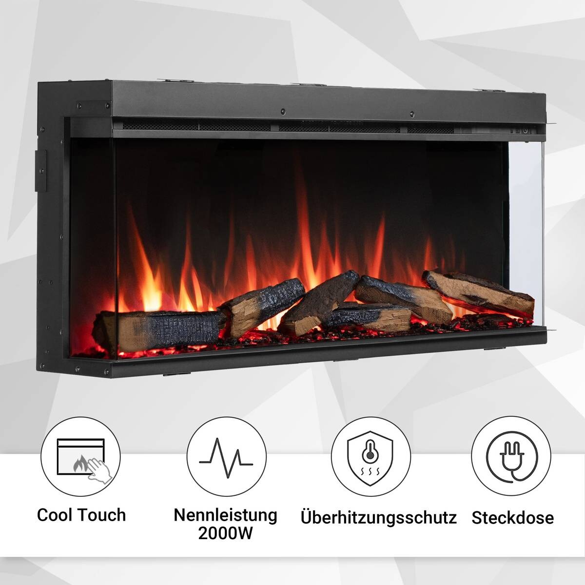 Balderia Elektrischer-Kamin EF408A Athena 44" schwarz B/H/T: ca. 113x50x21 cm ca. 1500 W