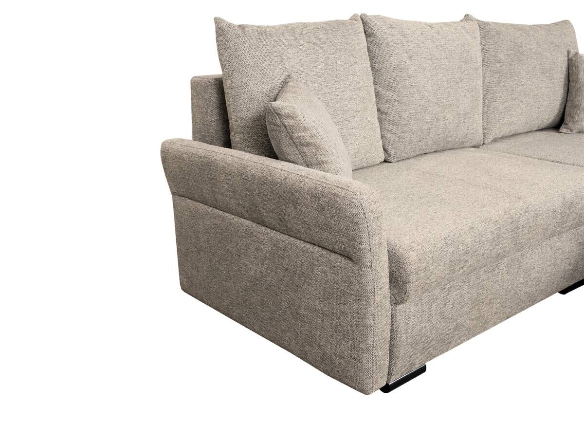 Ecksofa mit Bettfunktion und Bettkasten beige Webstoff B/H/T: ca. 218x90x168 cm