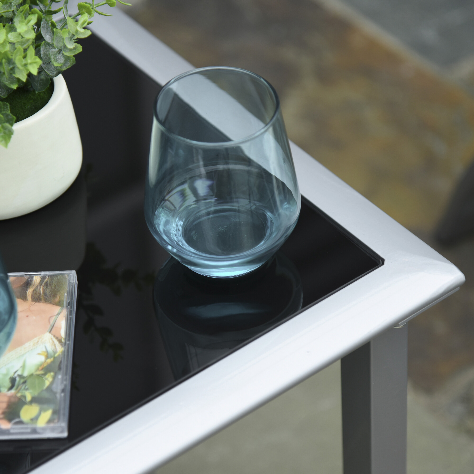 Outsunny Gartenliege-Set mit Tisch schwarz Metall B/H/T: ca. 59x66x169 cm