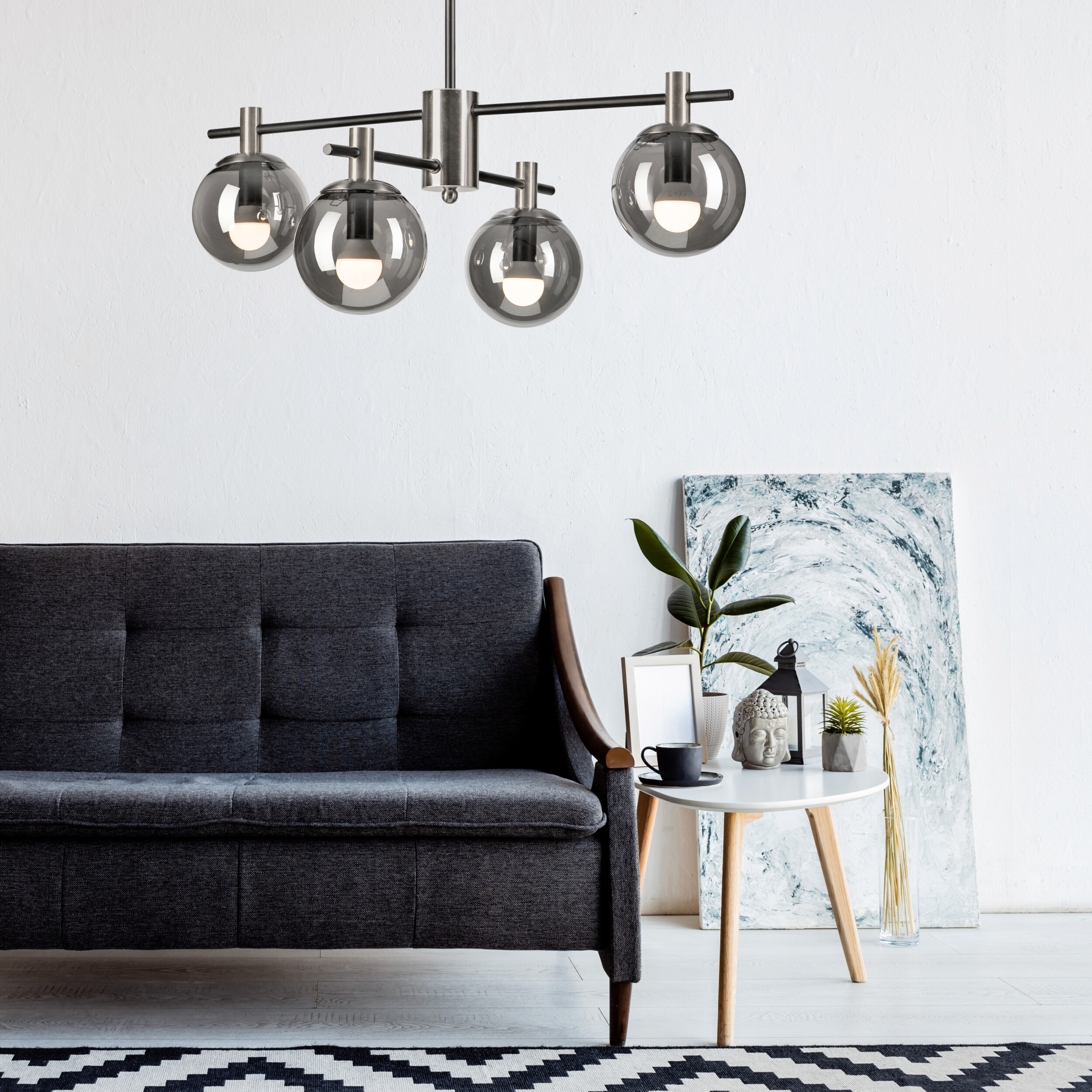 Lamkur Deckenleuchte Lilou Chrom Glas Stahl B/H/L: ca. 61x53x61 cm E14 4 Brennstellen