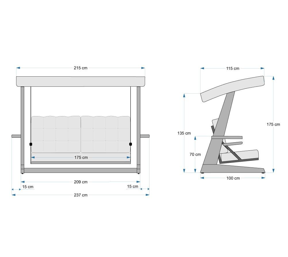 Westmann Hollywoodschaukel Viva beige Holz B/H/L: ca. 237x175x115 cm