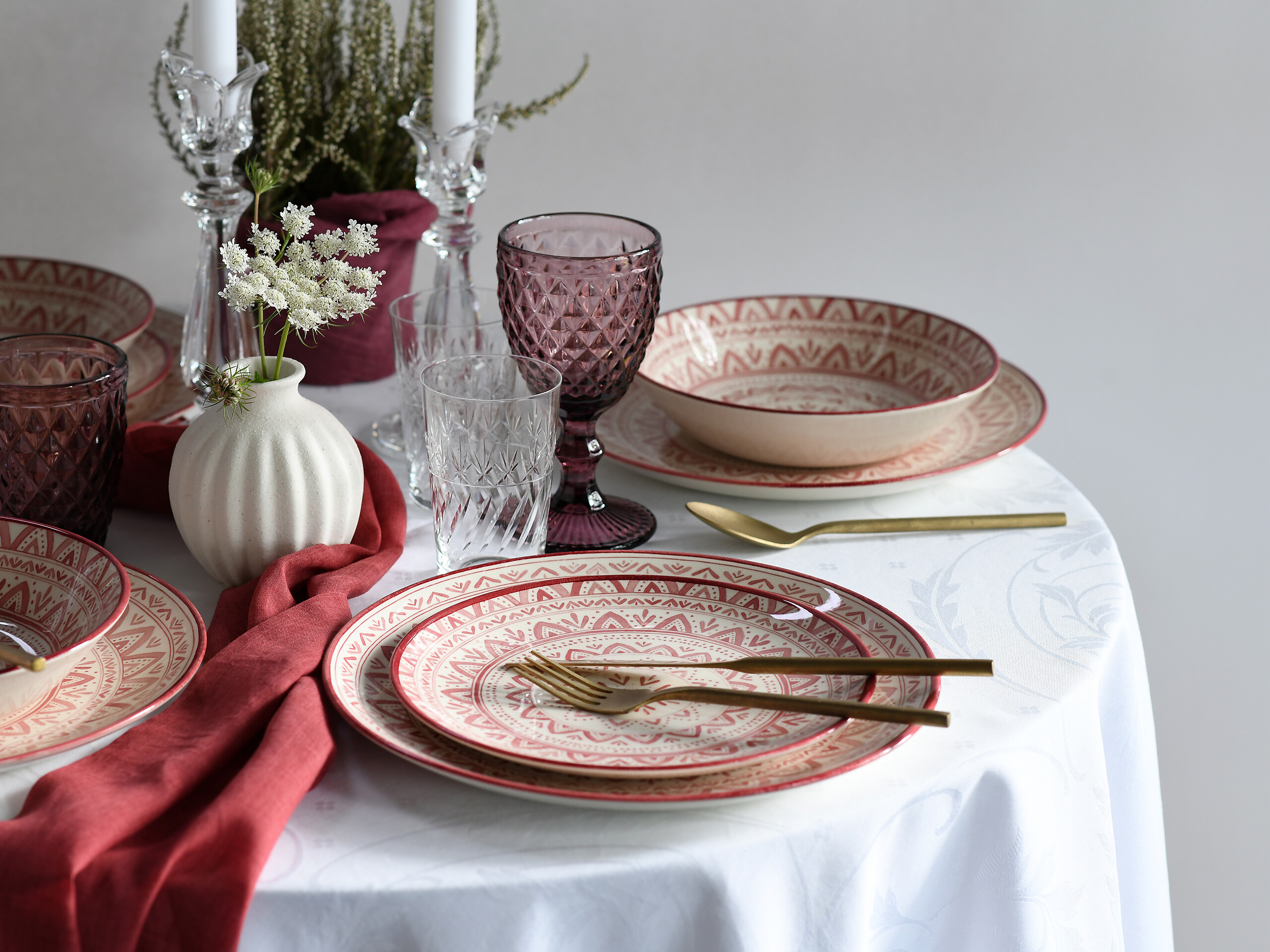 CreaTable Tafelservice Mexico rot Steingut 18 tlg.