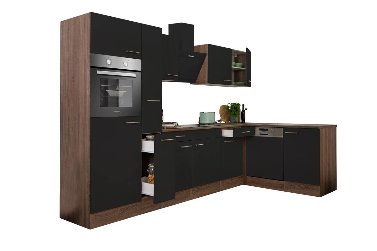 Respekta Winkelküche KBL310EYSS schwarz B/H/T: ca. 310x205x172 cm